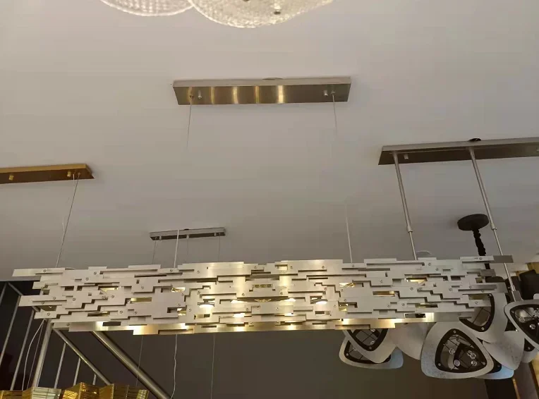 Postmodern LED Chandelier Dining Room Island Chrome