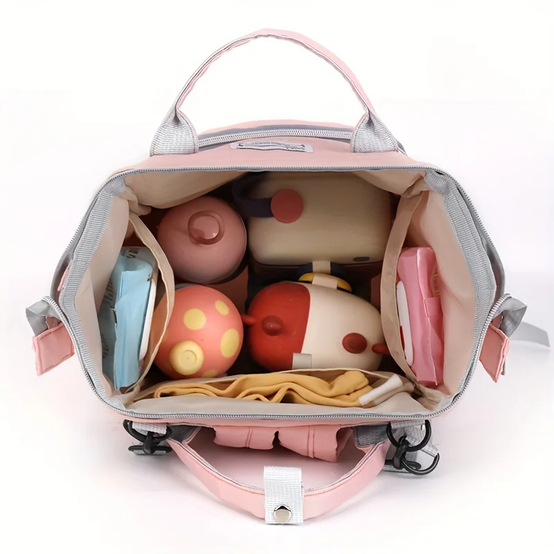 Outdoor Solid Color Mommy Backpack, Functional Nylon Diaper Daypack, Nappy Mommy Knapsack