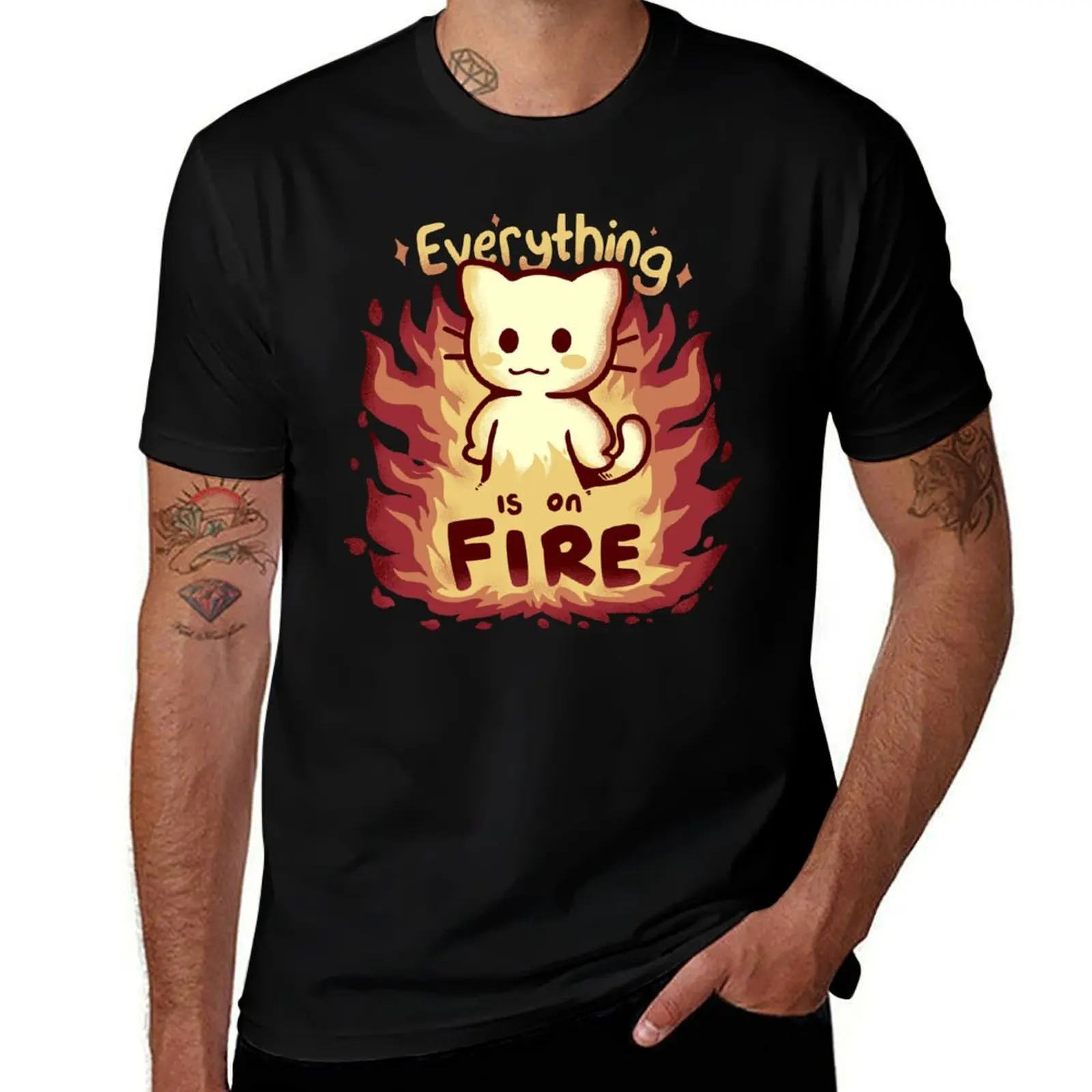 

Everything is on Fire T-Shirt man t shirt cotton high quality mens graphic t shirts