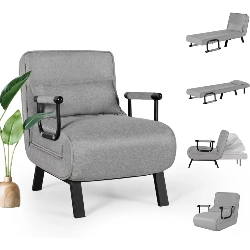 

Folding Chair Bed, Comfy Convertible Sleeper Sofa, 5 in 1 Folding Bed with 5-Position Adjustable Backrest & Pillow