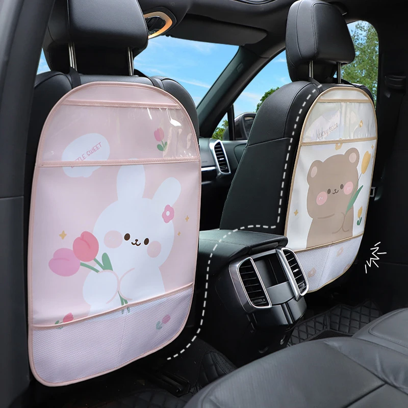 

Car Seat Back Anti-kick Mat Cute Creative Car Backseat Storage Mat Cartoon Anti-dirty Car Universal Protective Cover Waterproof