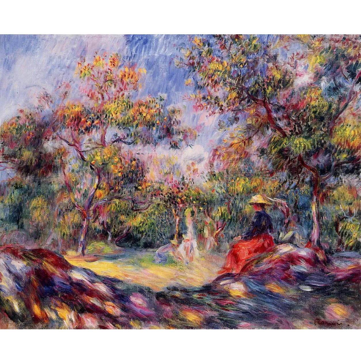 Pierre-Auguste Renoir artworks,Woman in a Landscape,Hand painted famous painting reproduction,Home decorative picture Wall art