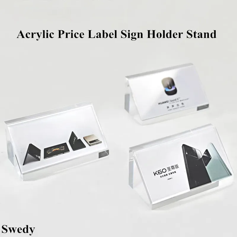 50x25mm Small Price Label Card Tags Table Number Name Menu Holder Mini Acrylic Sign Holder Display Stand