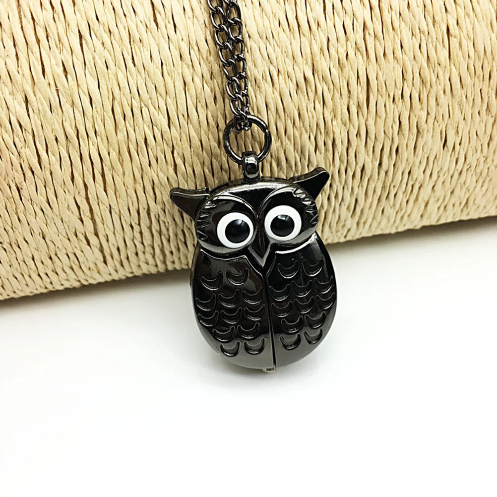 

1pc Owl Shape Pocket Watch Black Retro Creative Vintage Design For Men Women Decorative Timepiece Fashion Accessory