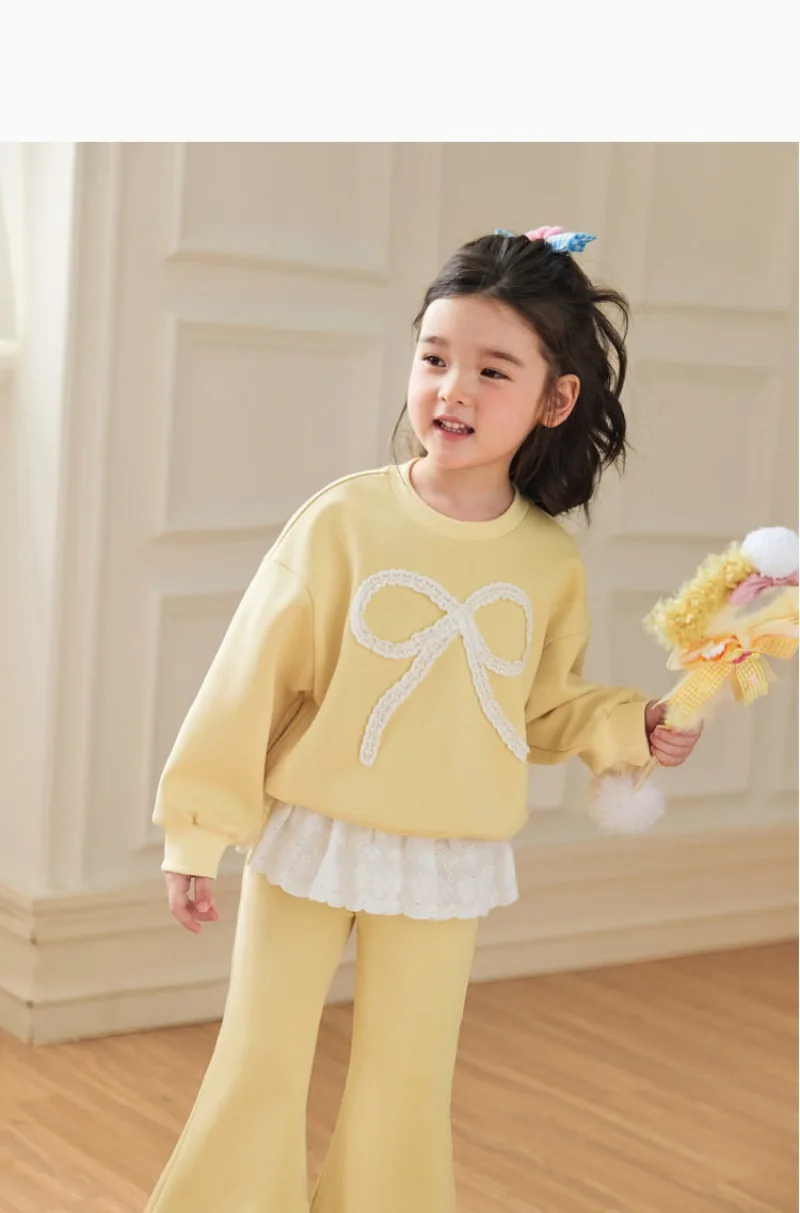 RAISE 2-8 Jahre Kinder Mädchen Zweiteiliges Outfit Herbst Kinder Mädchen Schleifen-Sweatshirt Trainingsanzüge 2026 Spitzenbesetzte Schlaghose Outfits – Detail 23