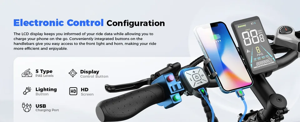 US M1 MAX 1800W E-Bike 48V Air Pressure Suspension Dual Hydraulic Brakes image 6