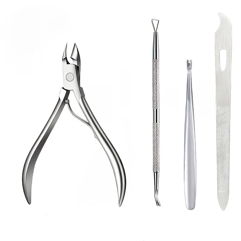1/4pcs Stainless Steel Manicure Pedicure Set Cuticle Scissors, Premium Stainless Steel Nail Clippers Double-Ended Cuticle Pusher