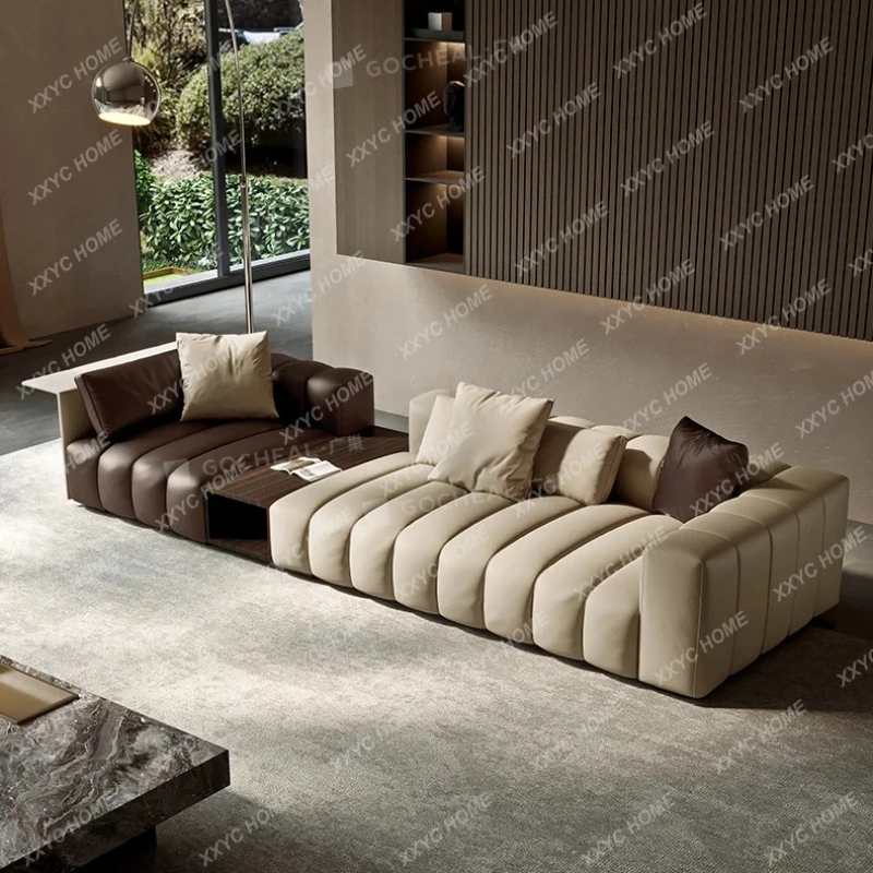 

X-S Piano key sofa straight row small apartment living room combination first layer cowhide color matching HG