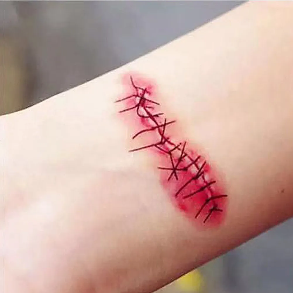 

90 Sheets Realistic Temporary Scar Stickers Halloween Fake Tattoos Waterproof Sweat Resistant Lasting Days Body Art Designs