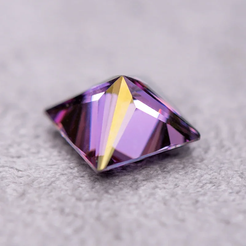 Moissanite Stone Imperial Purple Color Princess Cut VVS1 with GRA Certificate for Gemstone Charms Top Jewelry Making Materials