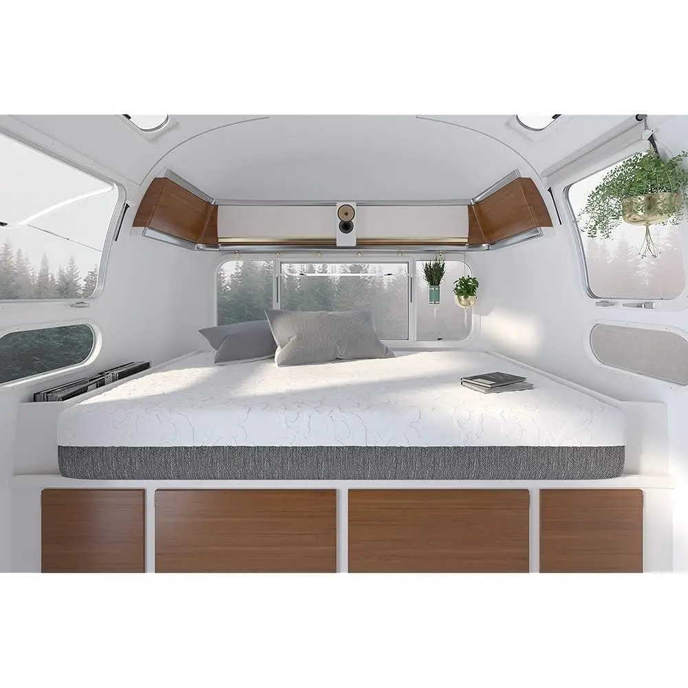 

10 H Plush Short Queen 60"" X 75"" Cooler Sleep Graphite Gel Memory Foam Mattr With Premium Textured 8-Way Stretch Cover For