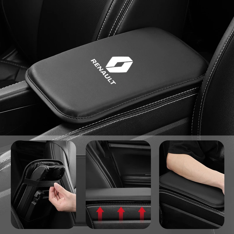 Leather Car Armrest Box Pad Armrest Decoration Mat Accessories For Renault RS Koleos Captur Kadjar Megane Clio 5 Talisman Scenic