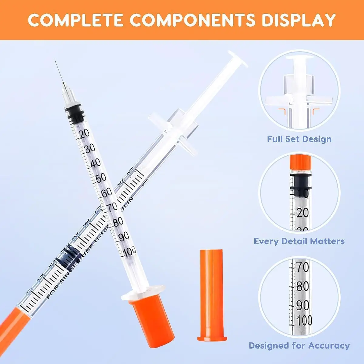 25P U-100 Syringes, 30g 5/ 16inch (8mm) 1Ml/Cc Disposable Syringes, Individually Packaged, Laboratory Supplies