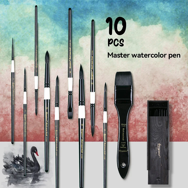 

10pcs Master Leve Paint Brush Set with Wooden Gift Box Artist Hand Painting Brushes Acrylic Watercolor Gouache Drawing Art Brush