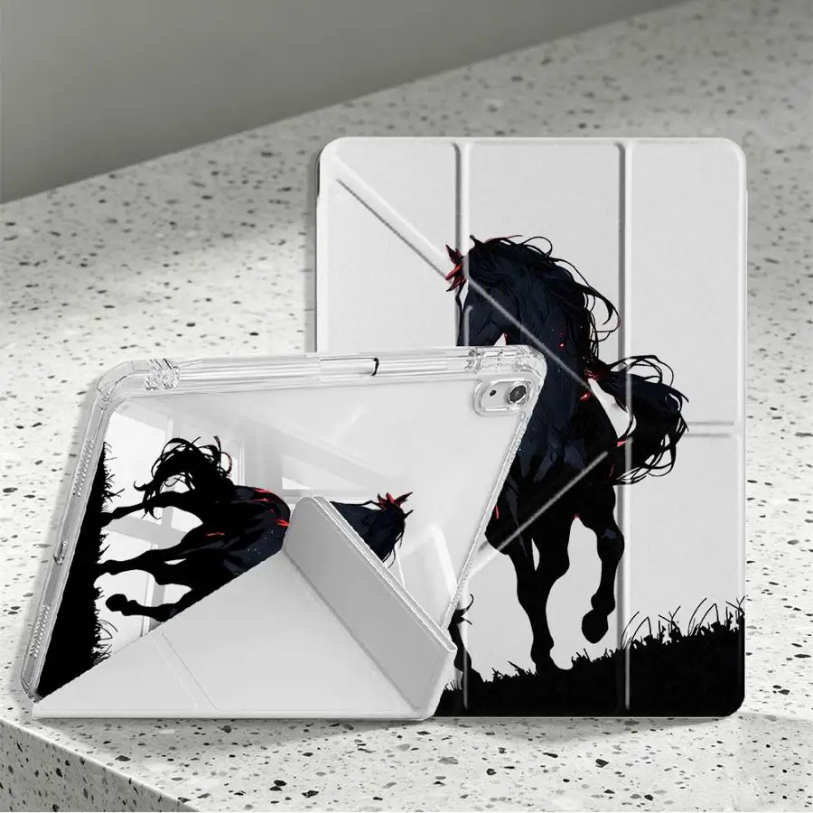 With Pen Slot Cover Tablet Case For Samsung Galaxy Tab A8 S9 Plus S10 Lite A11 S8 A9 Plus S7 FE Creative Horse Art