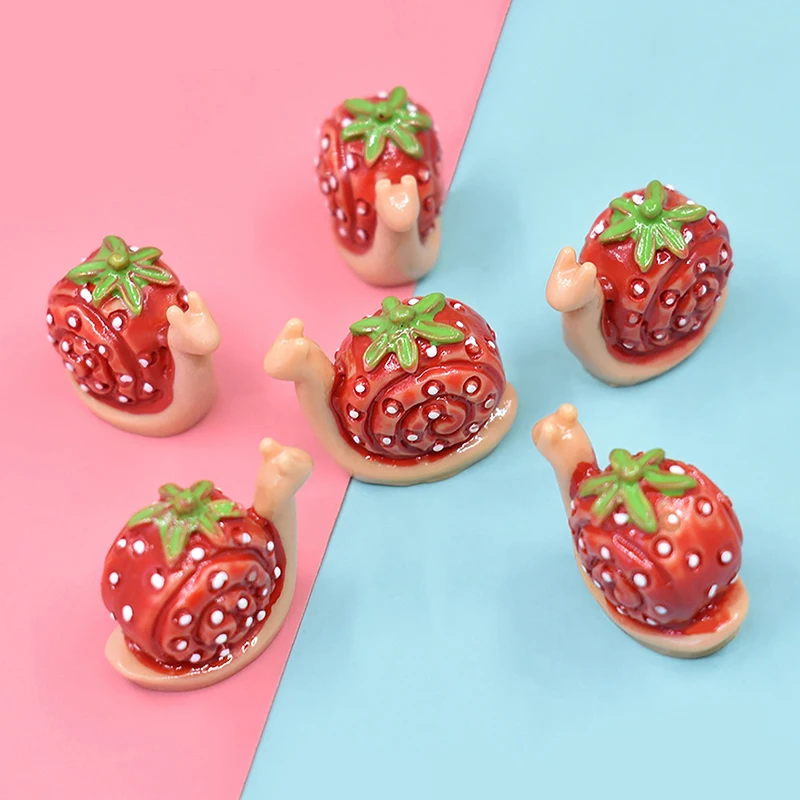 

5Pcs Dollhouse Miniature Cute Cartoon Strawberry Snail Model Micro Landscape Ornaments For Doll House Decor Kids Play Toys