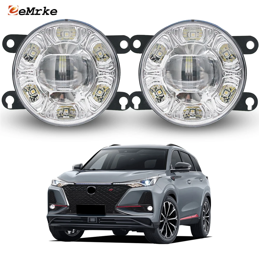 E-MARK E4 DOT. Upgrade Led Fog Light PTF with Lens 6-Point DRL Lamp Easy Replacement for Changan CS75 Plus (S311) 2019 2020 2021