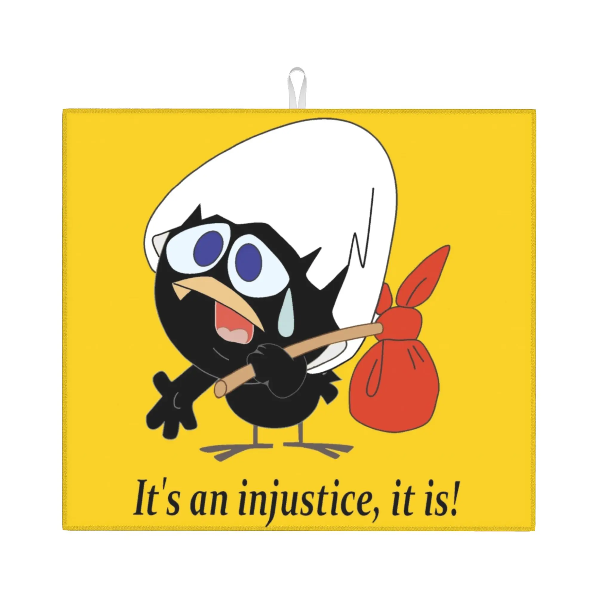 Drying Mat For Kitchen Calimero Comic Water Absorbent Reusable Cute Black Chicken Cartoon On Slip Kitchen Counter Protector Mat