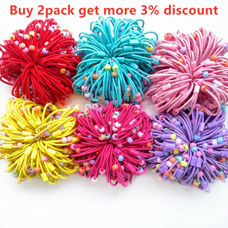 50/100pcs Kids Hair Bands Elastic Hairbands Colorful Girls Rubber Hair Tie Headband With Beads Resin Patch DIY Hair Accessories