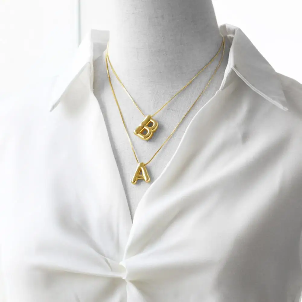 Letter Pendant Necklace Snake Bone Chain Pendant Adjustable with Extended Chain Golden Color Women Neck Jewelry Gift