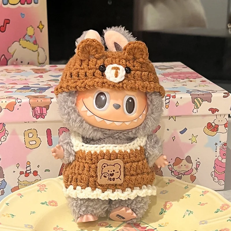 

Кукольная одежда для милых наборов ручного вязания, медведь, свинья, клубничная шляпа, юбка, 2 шт./упак., плюшевая хлопковая кукла, аксессуары для платья своими рукамиLabubu