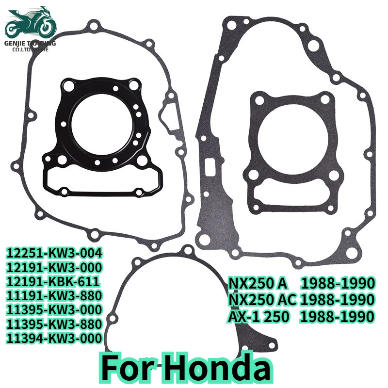 Motorcycle Complete Cylinder Head Overhaul Gasket Mat Set for Honda AX-1 NX250 A AC NX250 MD21 MD25 1988-1993 1994 1995 KW3