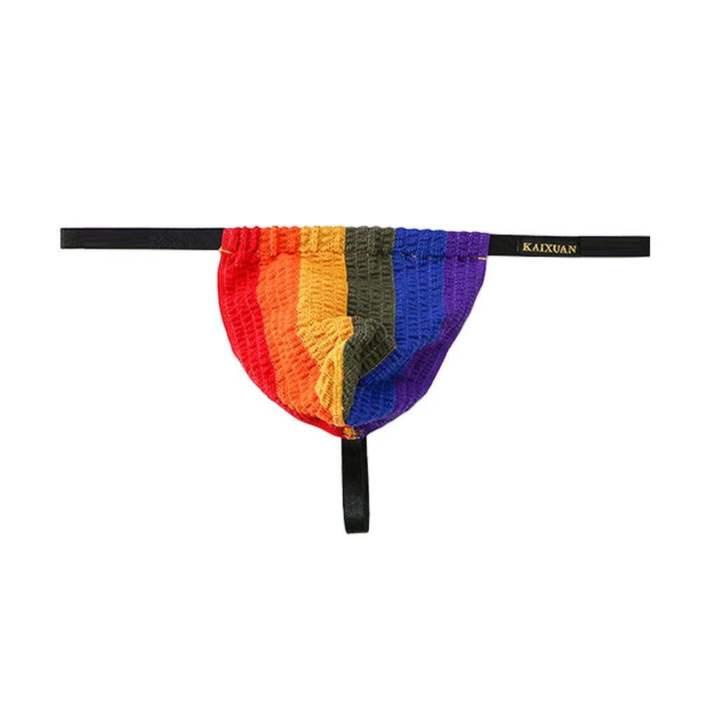 

Rainbow Color Thongs Mens Sexy Comfy G-string Thongs Briefs Underwear Open Back Color Lingerie T-back T-Panties