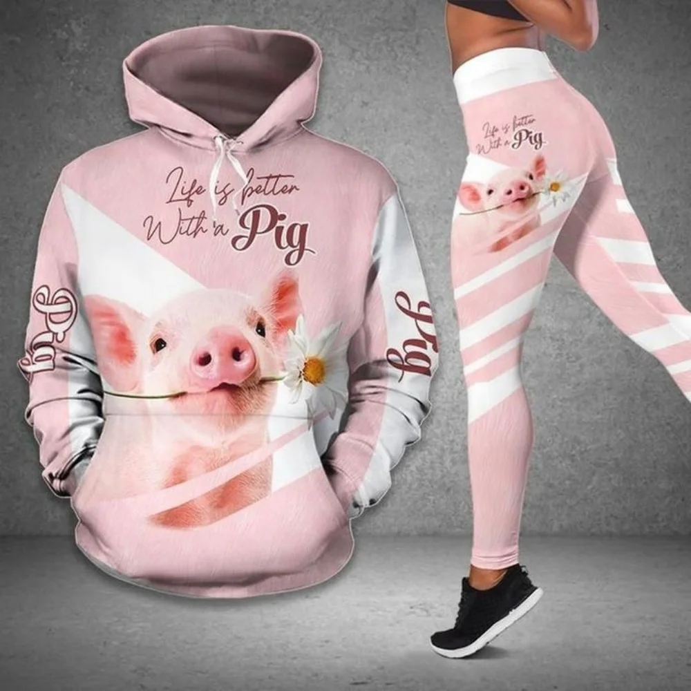 2025 New Pig Girl's New Personality Street Fashion 3D Printing Wonderful - Exciting - Interesting Fashion Street Hoodie Sexy Leg