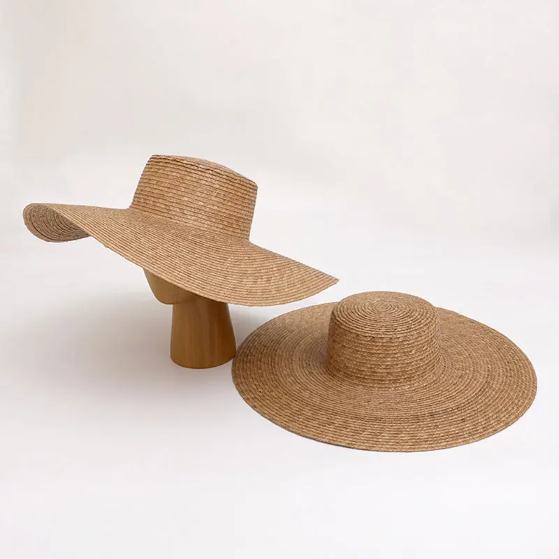 New Summer Fashion 15cm Wide Brim Natural Leaf Straw Grass Hat Women's Beach Vacation Beach Hat Simple Fance Elegant Casual Hat