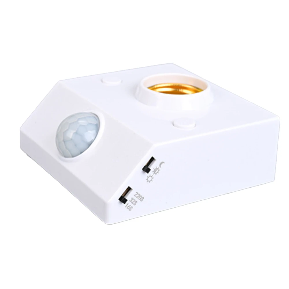 E27 Base Lamp Holder with Motion Sensor Long lasting LED Bulb Voltage Range Compatible with Bulbs White