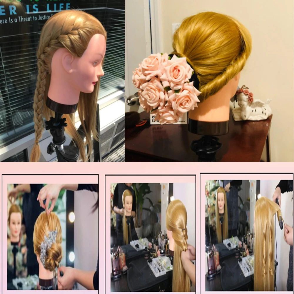 26inch Synthetic Fiber Hair Mannequin Doll Head For Hair Styling Training Head Braiding Manikin Cosmetology Head With Free Gift