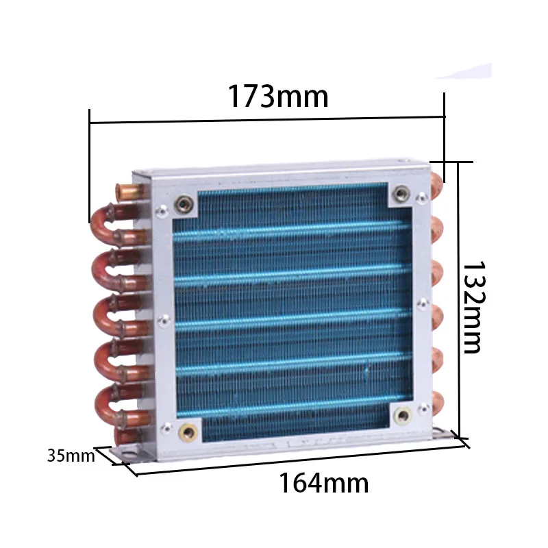 Small shell condenser radiator refrigerator freezer air-cooled water-cooled aluminum fin and copper tube heat exchanger with fan