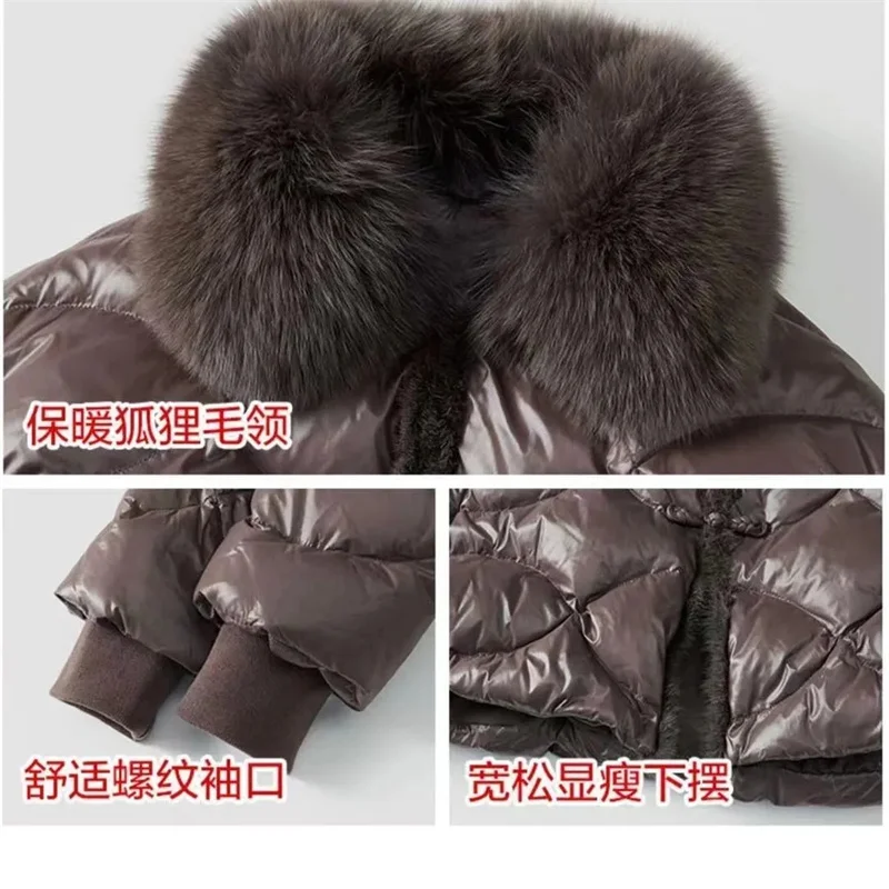 White Eiderdown Mother Down Winter Coat in The Long Foreign Style New Middle-Aged and Elderly Women\'s Winter Female Coat Thick X