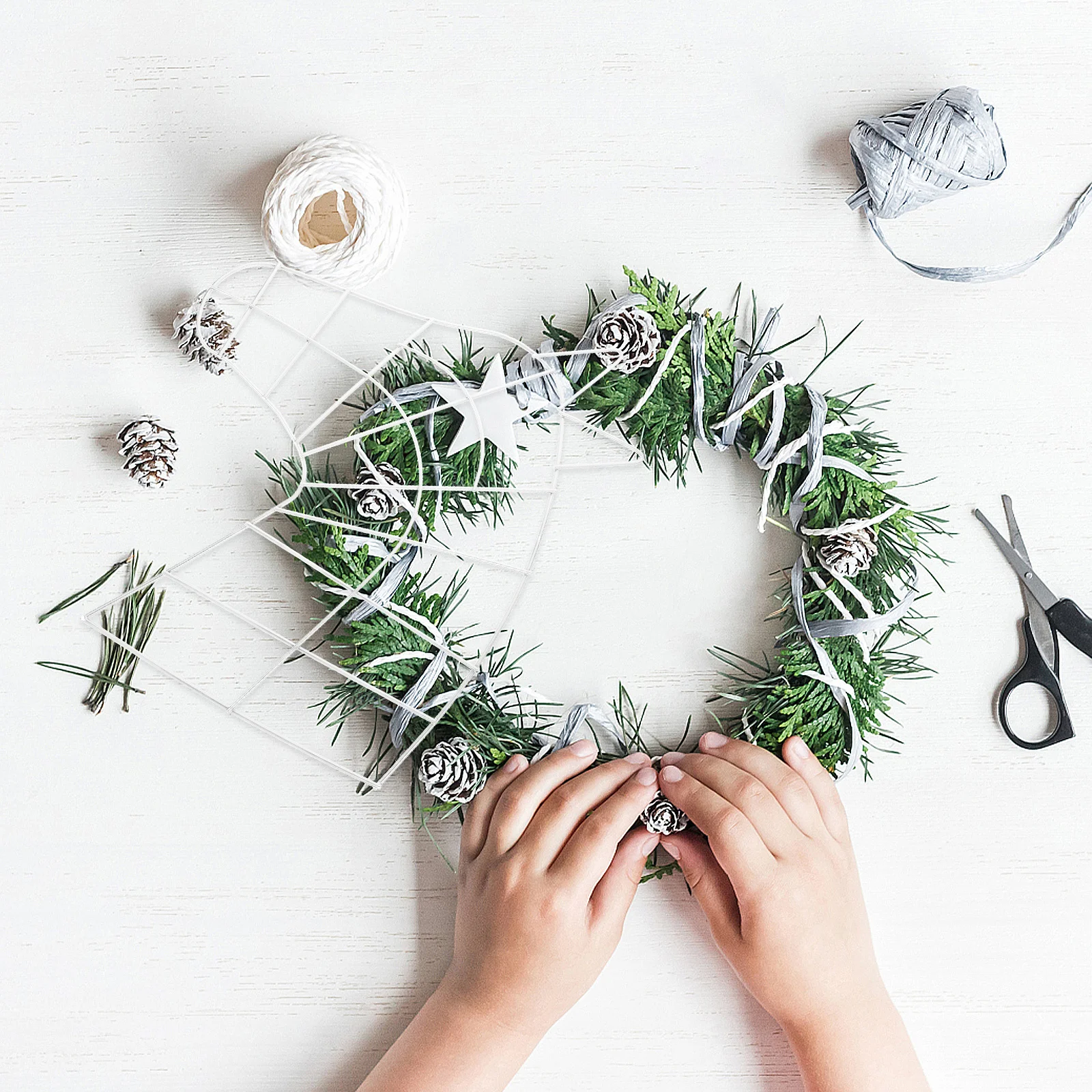 

Iron Metal Cane Wreath Frame DIY Floral Wreath Making Tool Christmas Garland Supplies Metal Floral Frame