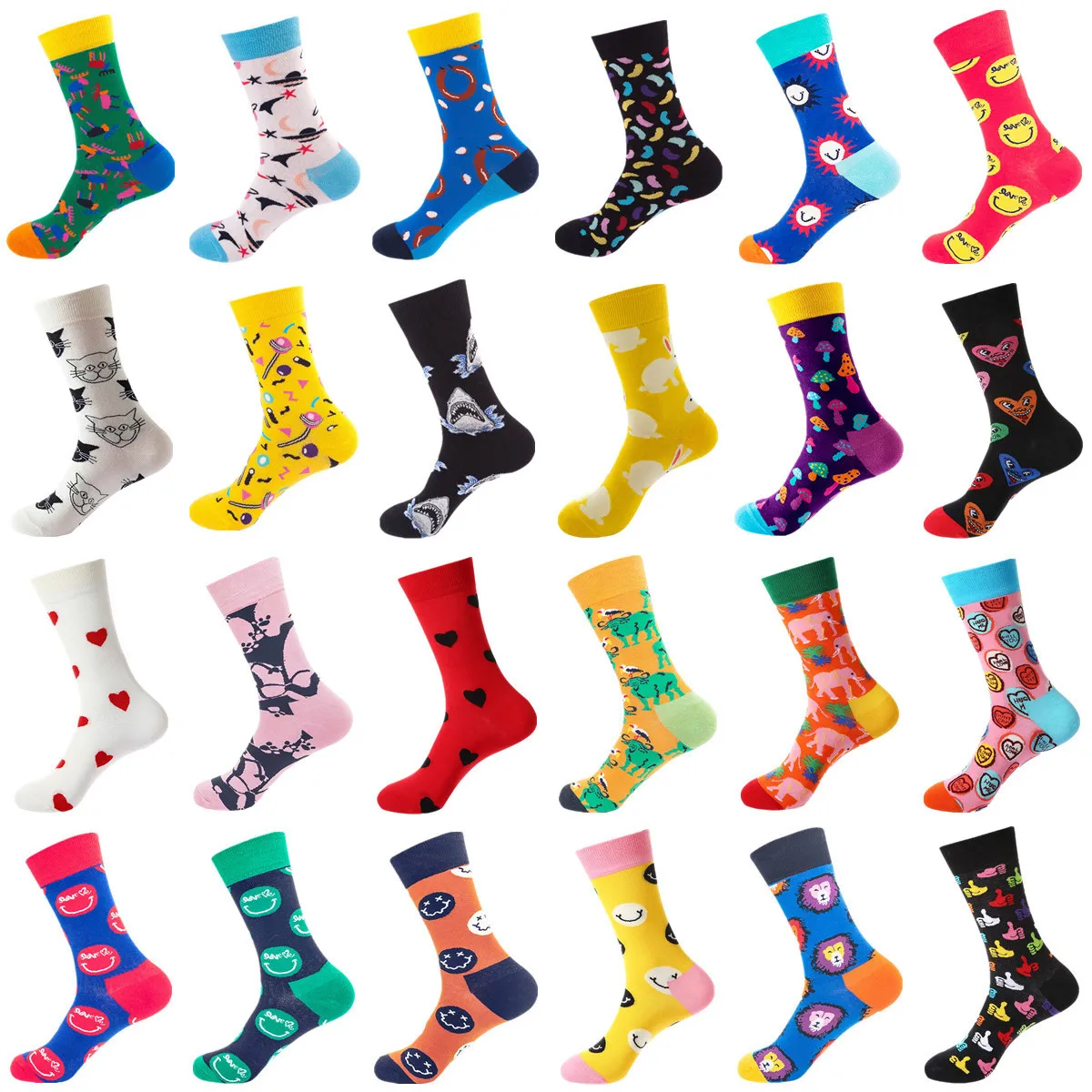 27 Patterns Brand Fashion Cotton Elegant Lovely Heart Smile Face Women Happy Socks Novelty Quality Harajuku Girls Dress Cute Sox