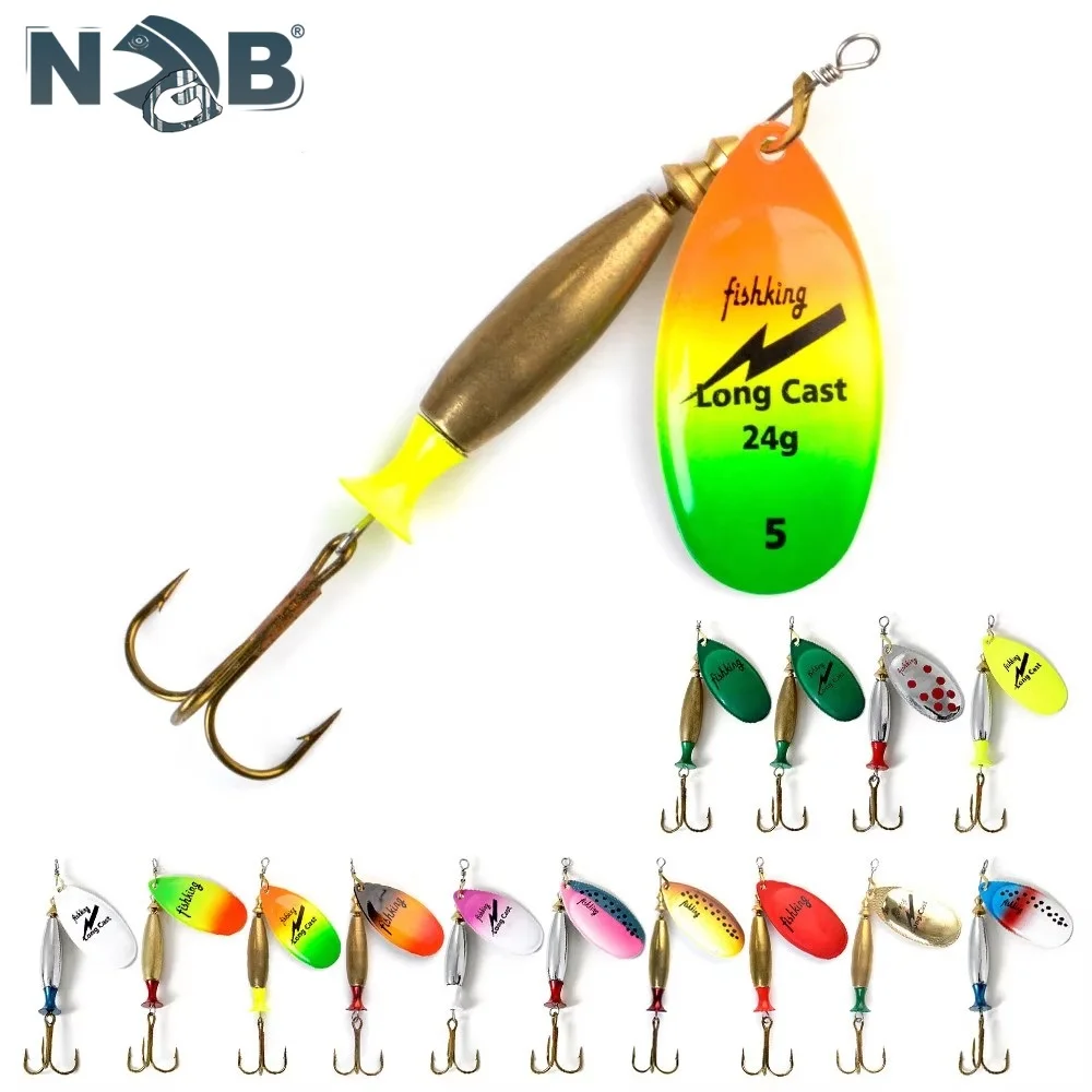 NGB Long Cast Spinner Bait Fishing Lure 18g 24g Rotating Metal Spinbait Spoon Lures pike With Treble Hooks fishing Accessories
