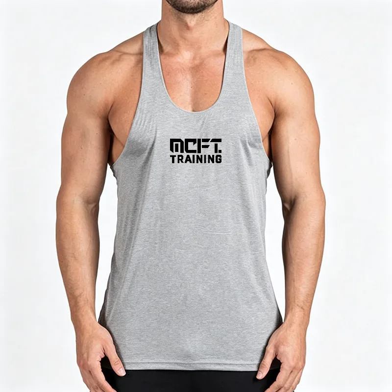 Summer Men Pure Cotton Gym Running Vest Muscle Tank Tops Workout Fitness Sleeveless T-Shirts Sportswear Breathable Quick Dry Tee