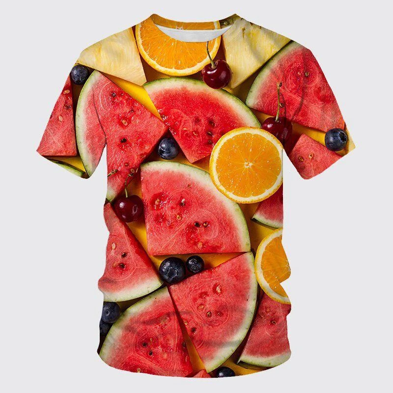 New Summer  Fresh Fruit Picture Men T-Shirts  Casual 3D Print Tees Hip Hop Personality Round Neck Short Sleeve Quick-Dry Tops