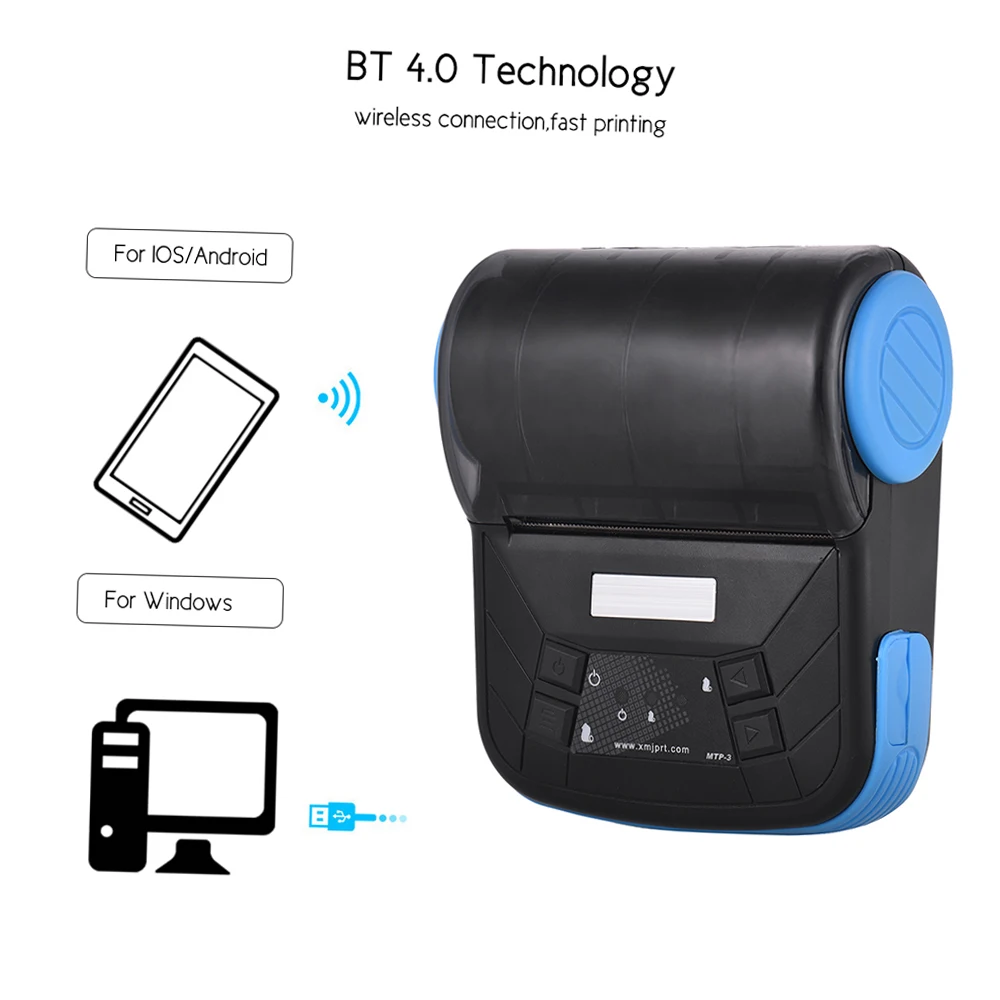 GOOJPRT MTP-3 80mm BT Thermal Printer Portable Lightweight for Supermarket Ticket Receipt Printing