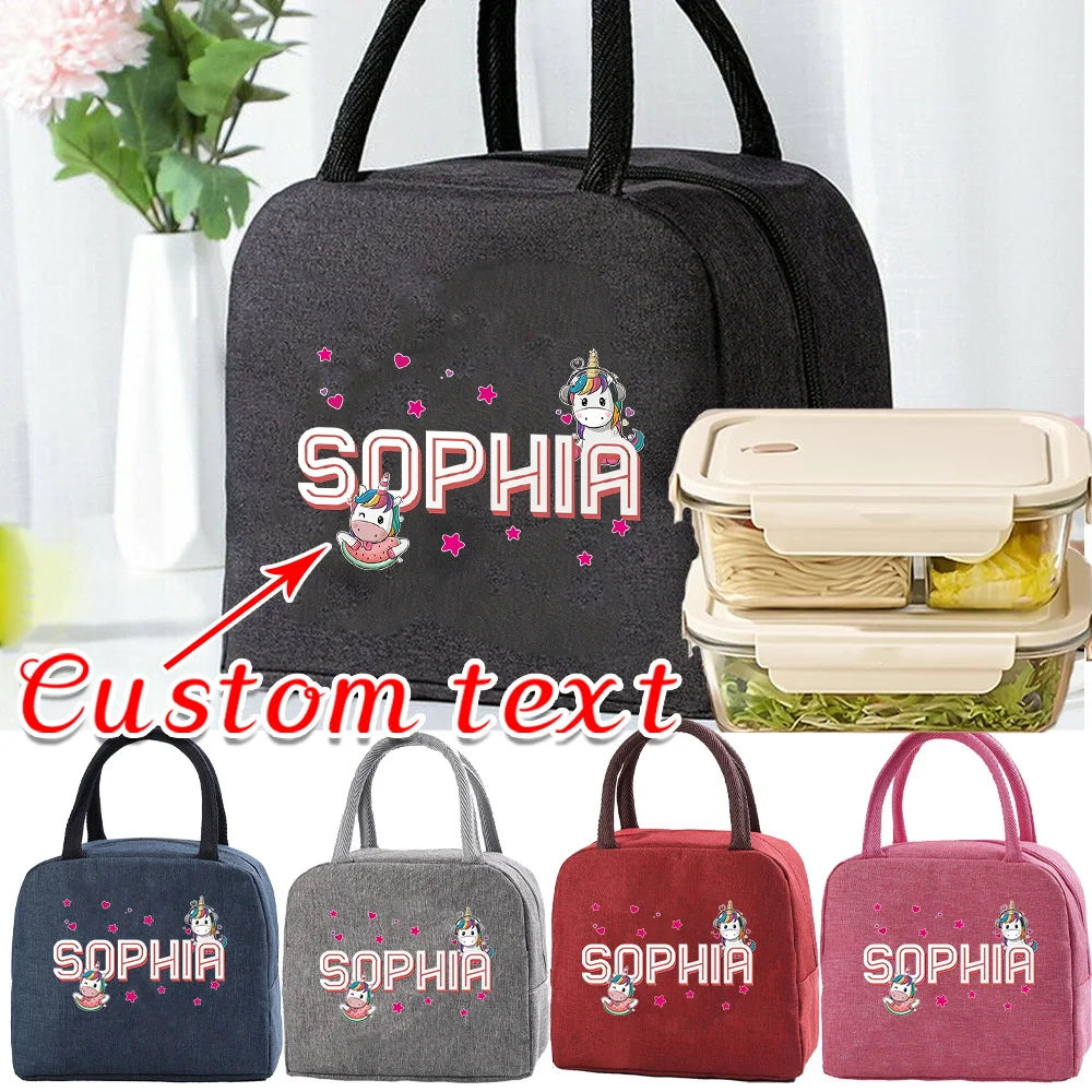 Personalized Customization Name Insulated Lunch Bag Thickened Food Bag Travel Picnic Bag Cartoon Series