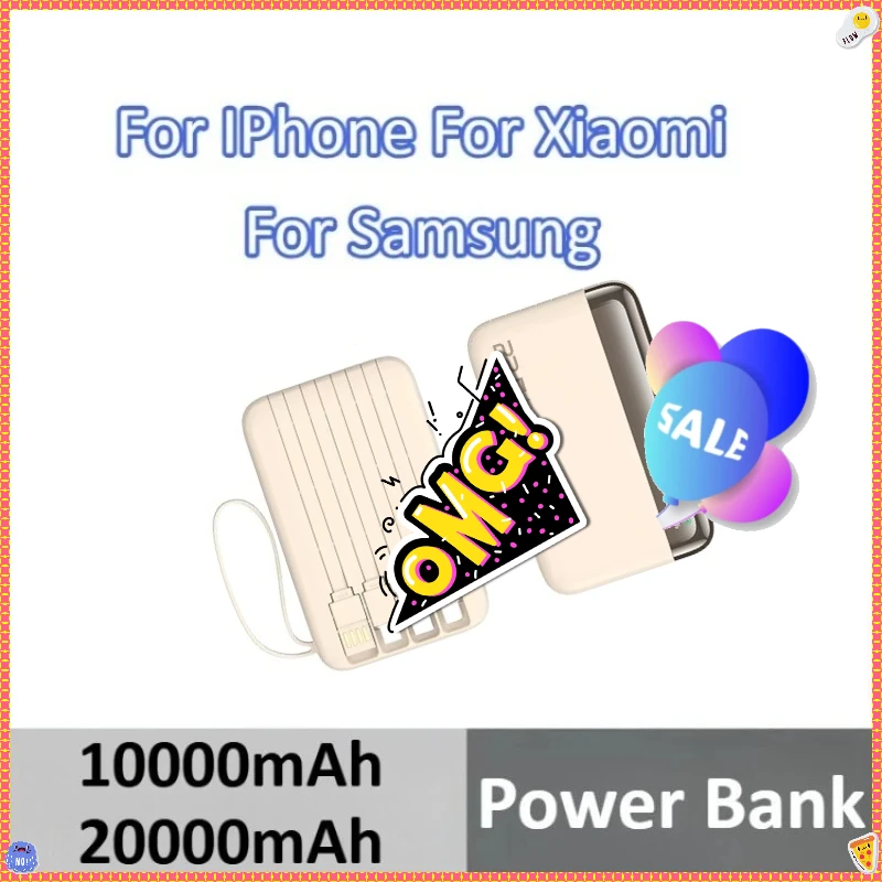 

Fast Charging Smart Digital Display With Built-in Four Cable For IPhone For Xiaomi For Samsung 10000mAh 20000mAh Power Bank