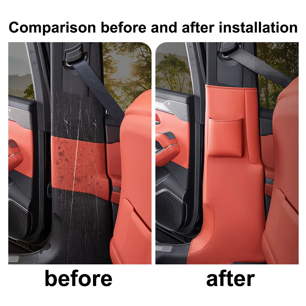 2 Pcs Center Pillar Anti Kick Pad For BYD TANG L Sealion 8 EV/DM 2025 2026 Original Color Leather Protective Pad Car Accessories