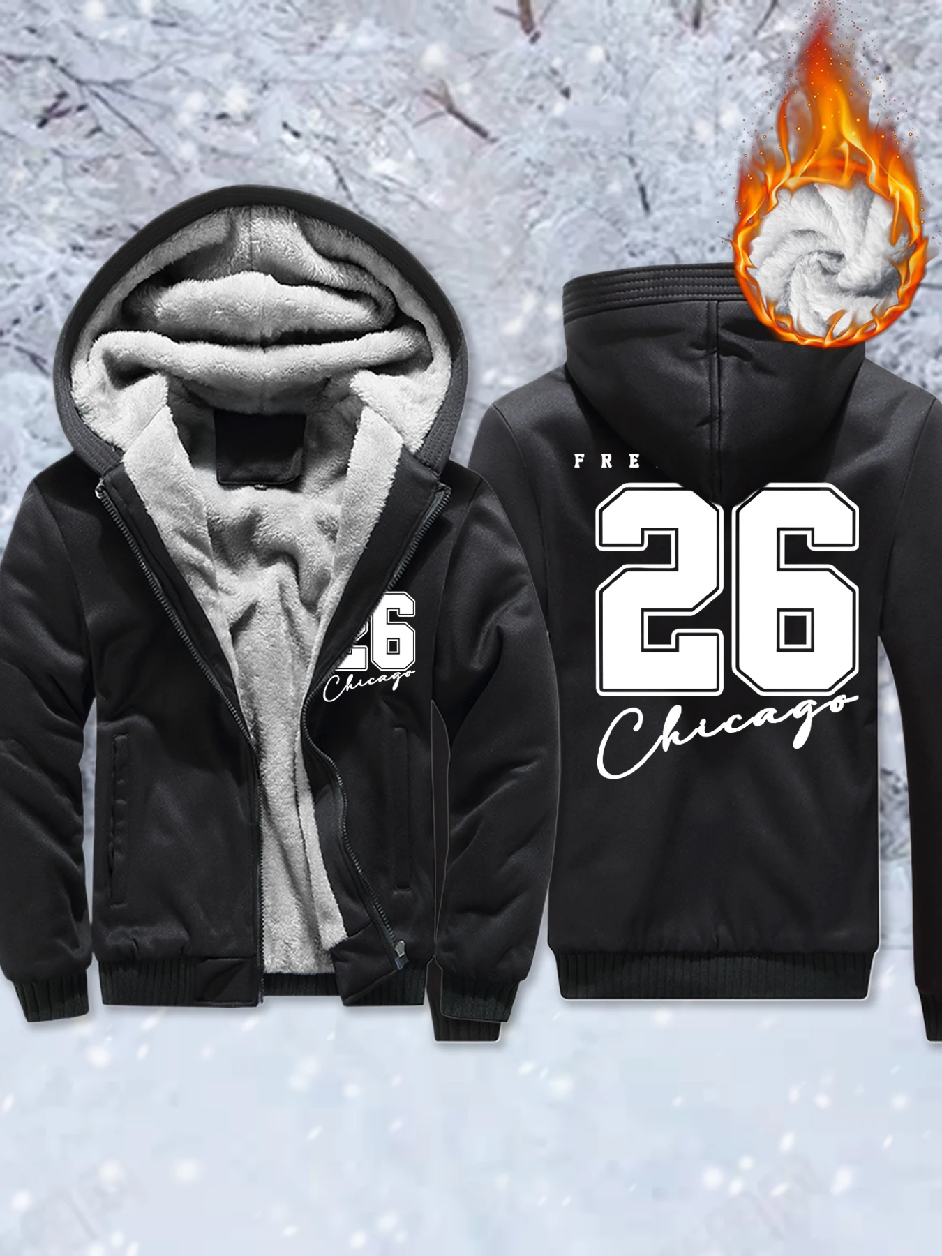 

Свобода 26, флисовые мягкие куртки унисекс с буквенным принтом Chicago, толстовка на молнии с карманами, теплая удобная уличная одежда, зимняя утепленная жилетка
