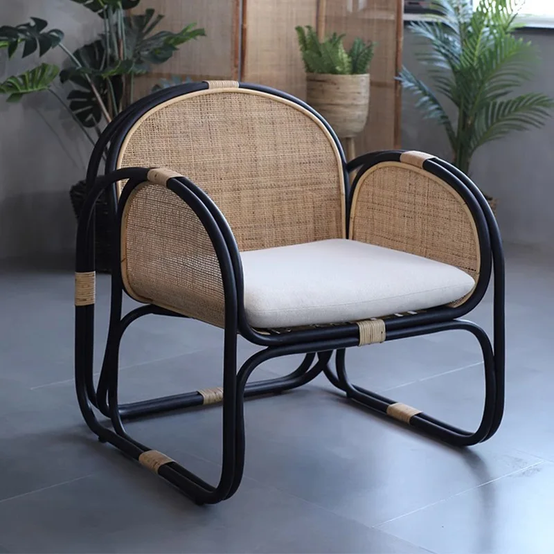 

Rattan sofa chair Balcony home leisure back chair Rattan Silent wind natural rattan furniture