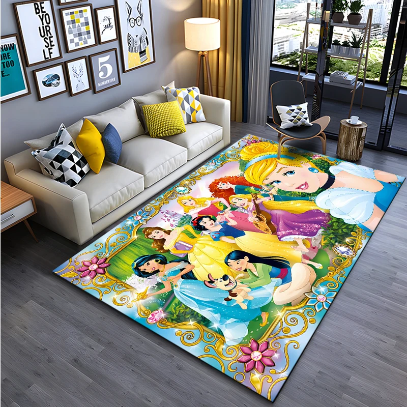 Disney Princess Cartoon Elsa Pattern Carpets Bedroom Play Mats Rug Bedroom Decor Carpet Livingroom Rug Crawl Christmas Gift Rug