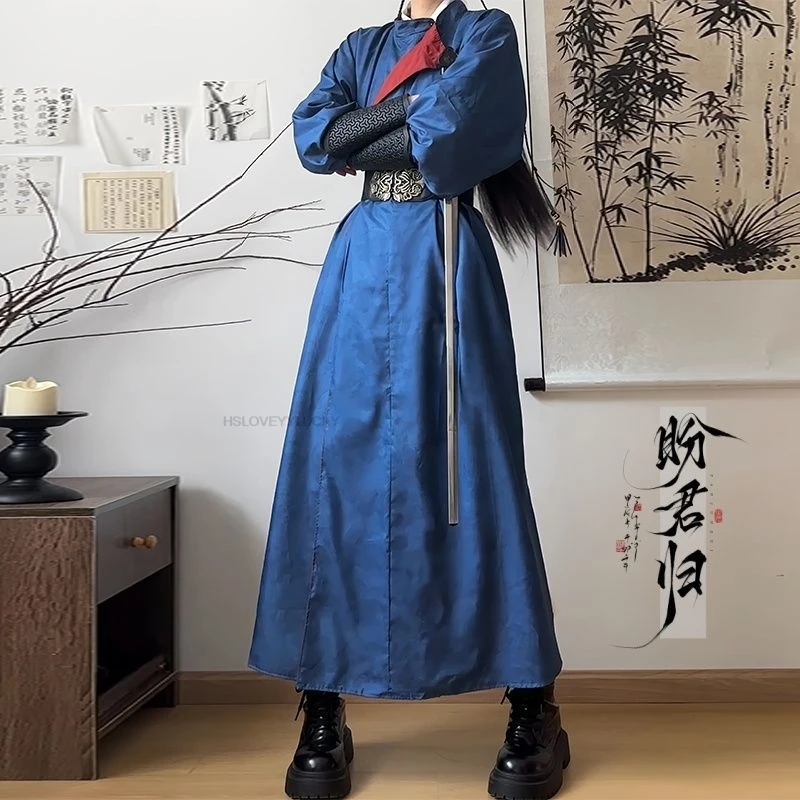 

Ancient Costume China Traditional Han Elements Men Round Neck Robes Tang Costume Vintage Hanfu Round Neck Robe Daily Hanfu Set