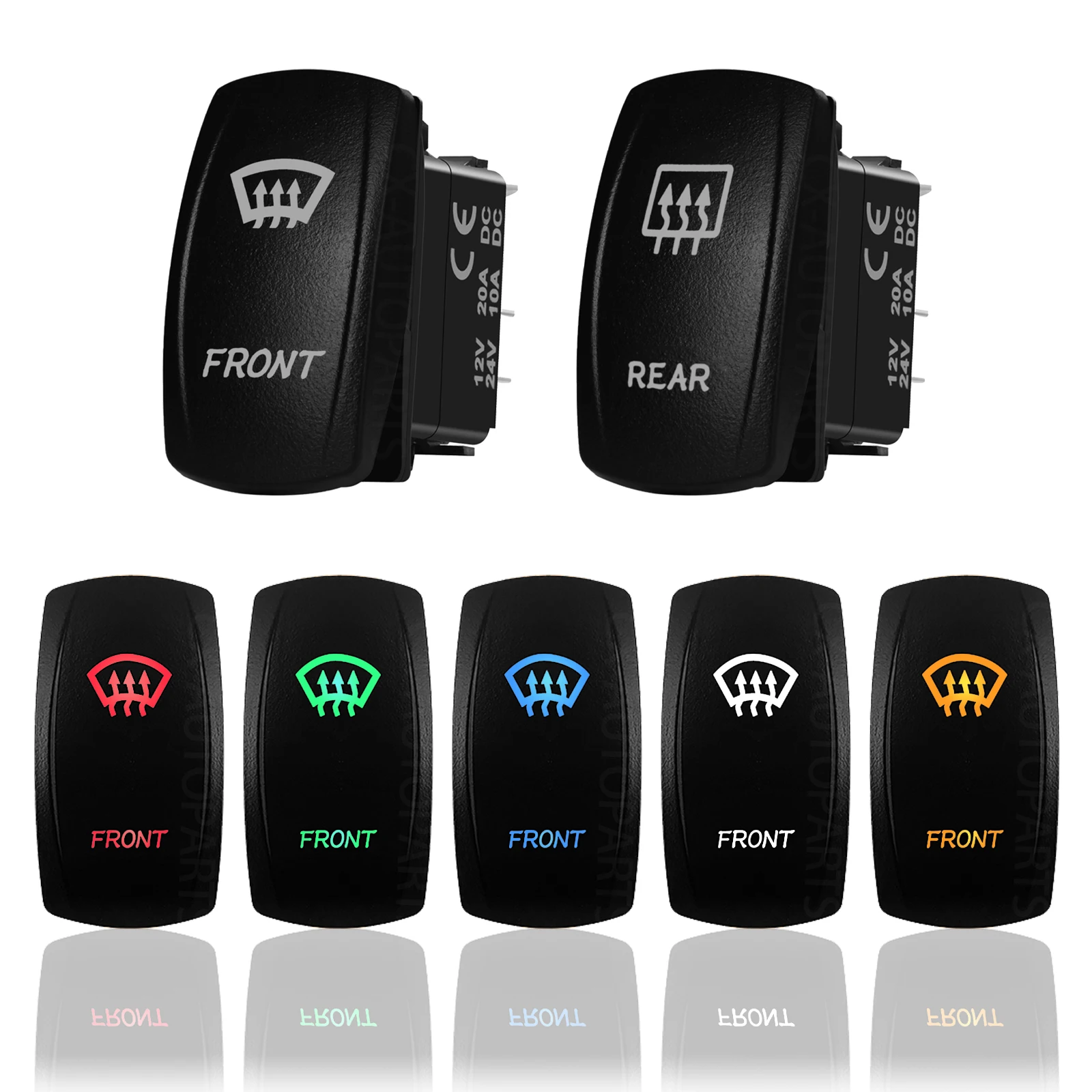 12V Car Front Rear Windshield Defogging Rocker Switch Heating Defrost Button Switch For Jeep Van RV Camper Yacht Truck Pickup