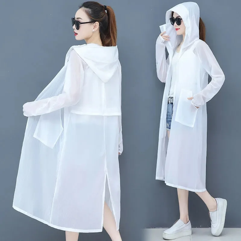 Women Summer Sun Protection Clothing 2023 New Korean Hooded Breathable Sunscreen Women Jacket UV Thin Coat Female Clothes 3XL