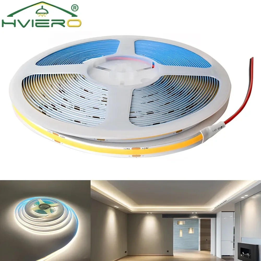 5M COB LED Strip 12V 320Led Non Waterproof Dimmable 3000K 4000K 6000K High Density Flexible Lighting for Home Decor RA90 Lights