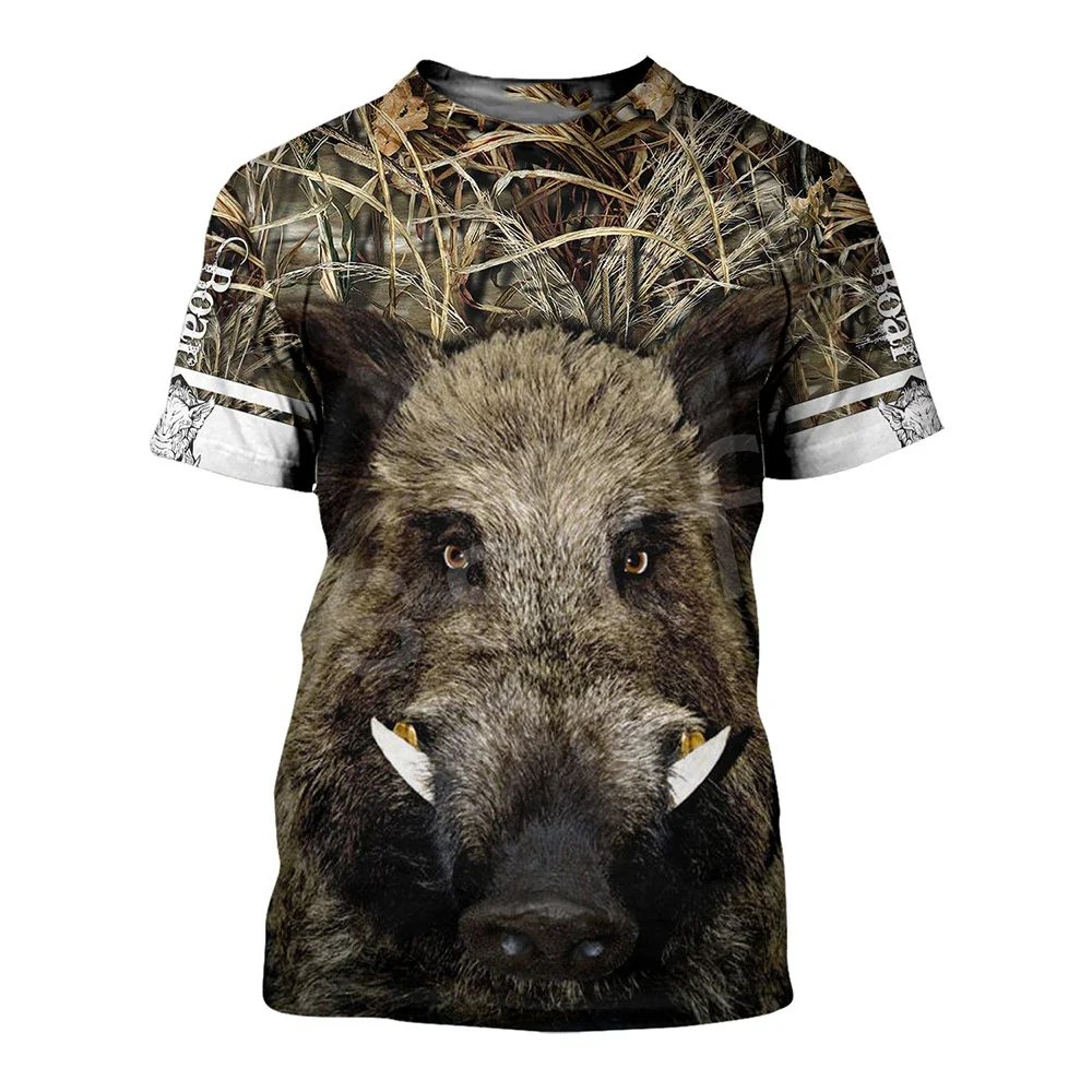 Summer new hunting camouflage 3D printed summer men's round neck T-shirt casual short sleeved fashionable T-shirt